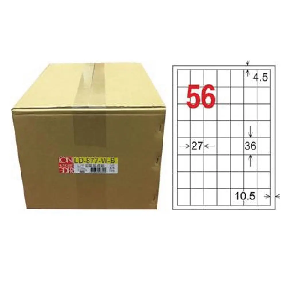 龍德】LONGDER 三用電腦標籤A4 56格27*36mm白色1000張/箱LD-877-W-B(適用雷射、噴墨、影印)｜Global  Online｜Global Mall 環球Online