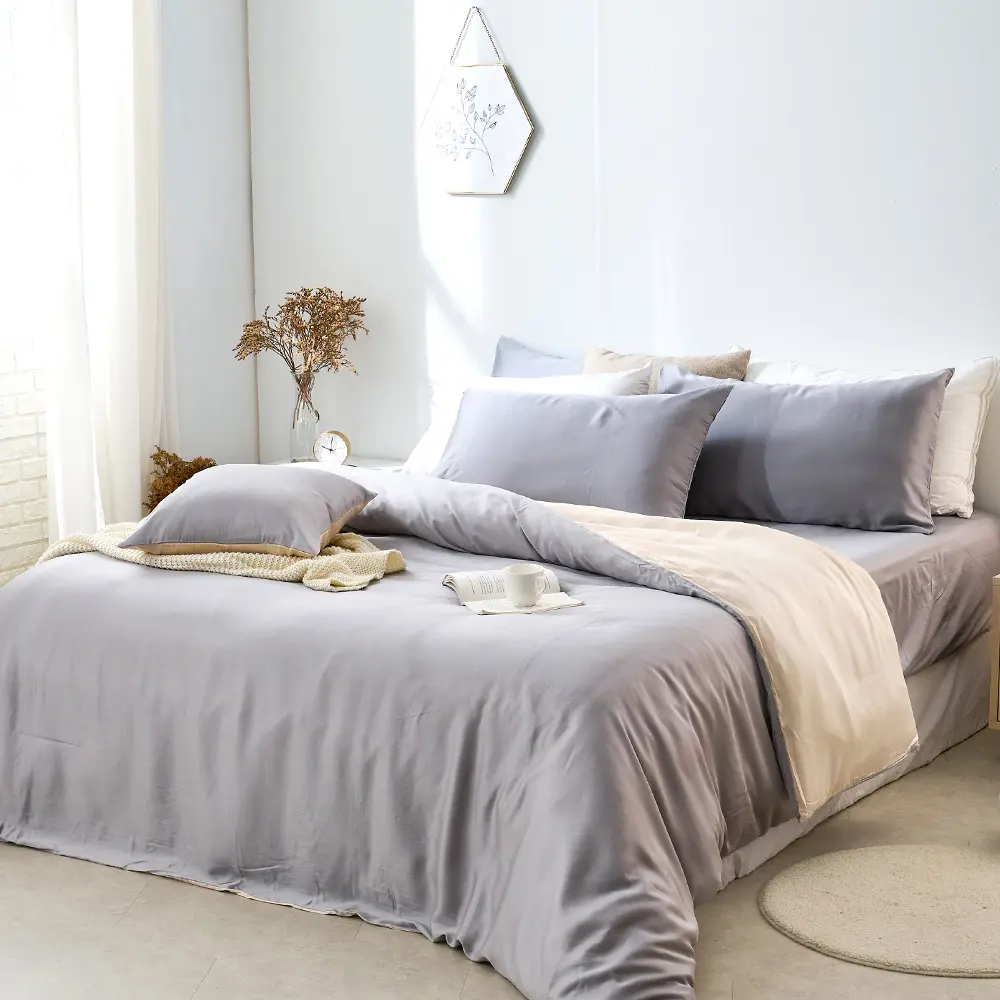 【DUYAN 竹漾】60支 100%萊賽爾天絲 床包枕套組-單人/雙人/加大/特大 多款任選 臺灣製#芝麻乳酪 單人床包二件組-芝麻乳酪,單人床包二件組