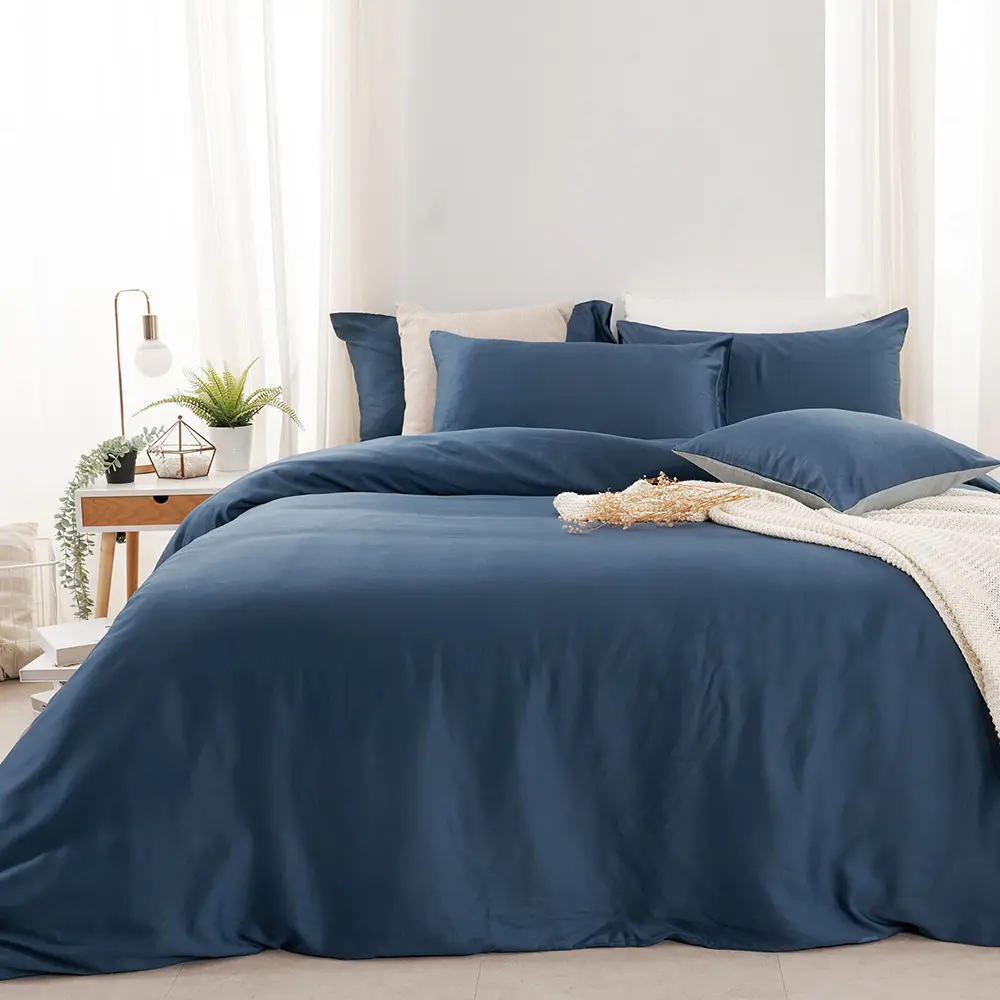 【DUYAN 竹漾】60支 100%萊賽爾天絲 床包枕套組-單人/雙人/加大/特大 多款任選 臺灣製#夜空紺藍 單人床包二件組-夜空紺藍,單人床包二件組