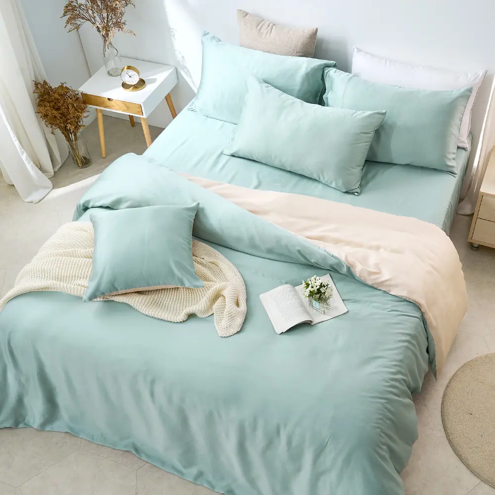 【DUYAN 竹漾】60支 100%萊賽爾天絲 床包枕套組-單人/雙人/加大/特大 多款任選 臺灣製#燕麥奶綠 單人床包二件組-燕麥奶綠,單人床包二件組