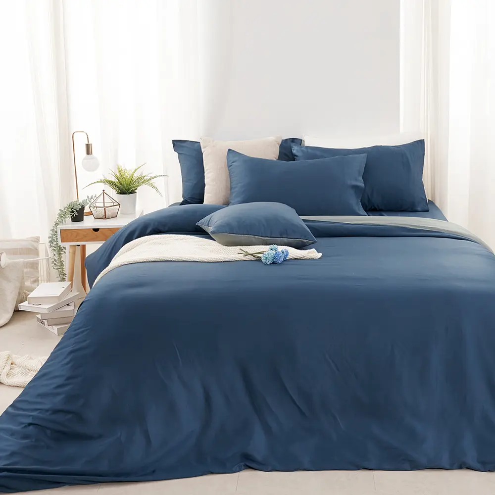 【DUYAN 竹漾】60支 100%萊賽爾天絲 床包枕套組-單人/雙人/加大/特大 多款任選 臺灣製#藍夜極光 單人床包二件組-藍夜極光,單人床包二件組