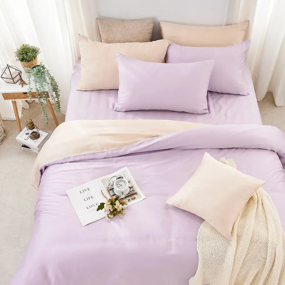 【DUYAN 竹漾】60支 100%萊賽爾天絲 床包枕套組-單人/雙人/加大/特大 多款任選 臺灣製#幻紫凝香 單人床包二件組-幻紫凝香,單人床包二件組
