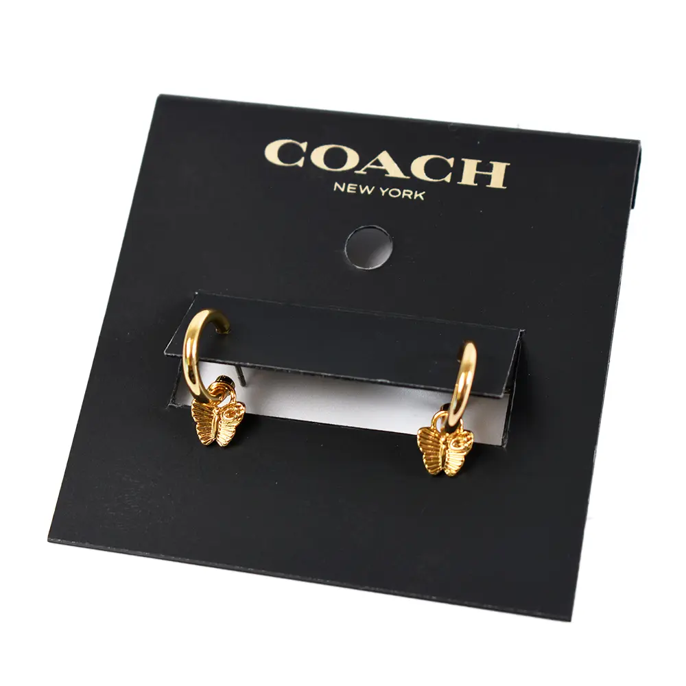 COACH 蝴蝶吊飾針式耳環-金色