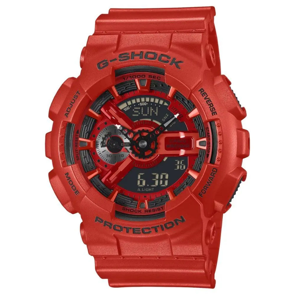 【CASIO 卡西歐】 G-SHOCK 強勢氣息 大膽堅韌 紅 GA-110RRB-4A 51.2mm