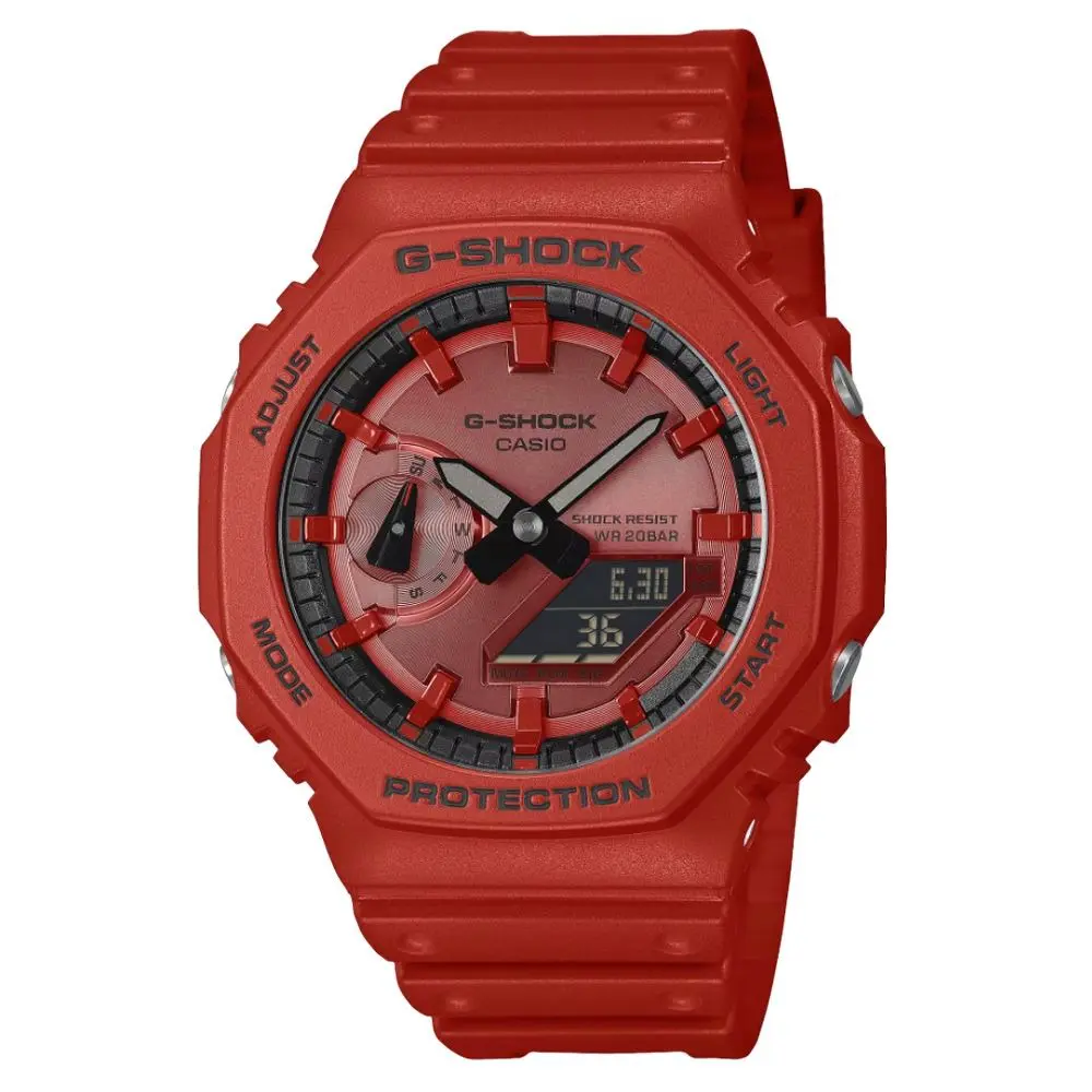 【CASIO 卡西歐】 G-SHOCK 強勢氣息 大膽堅韌 紅 GA-2100RRB-4A 45.4mm