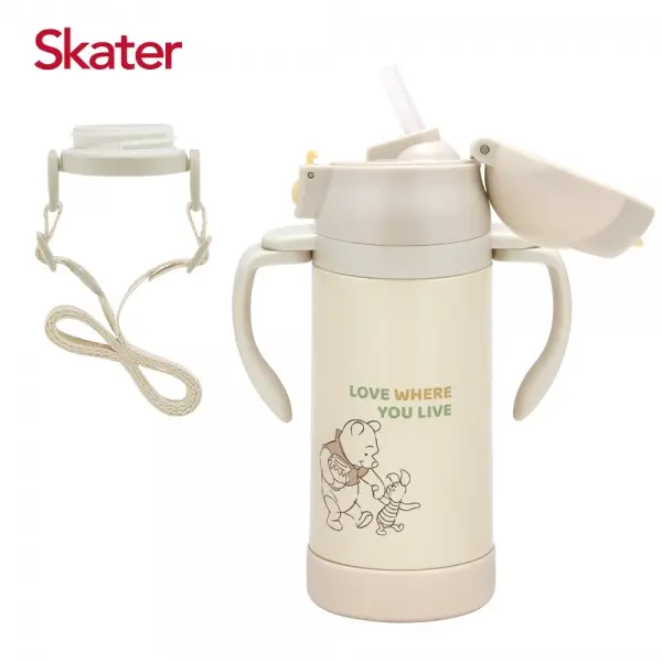 【Skater】吸管型不鏽鋼兩用杯(350ml)維尼LOVE