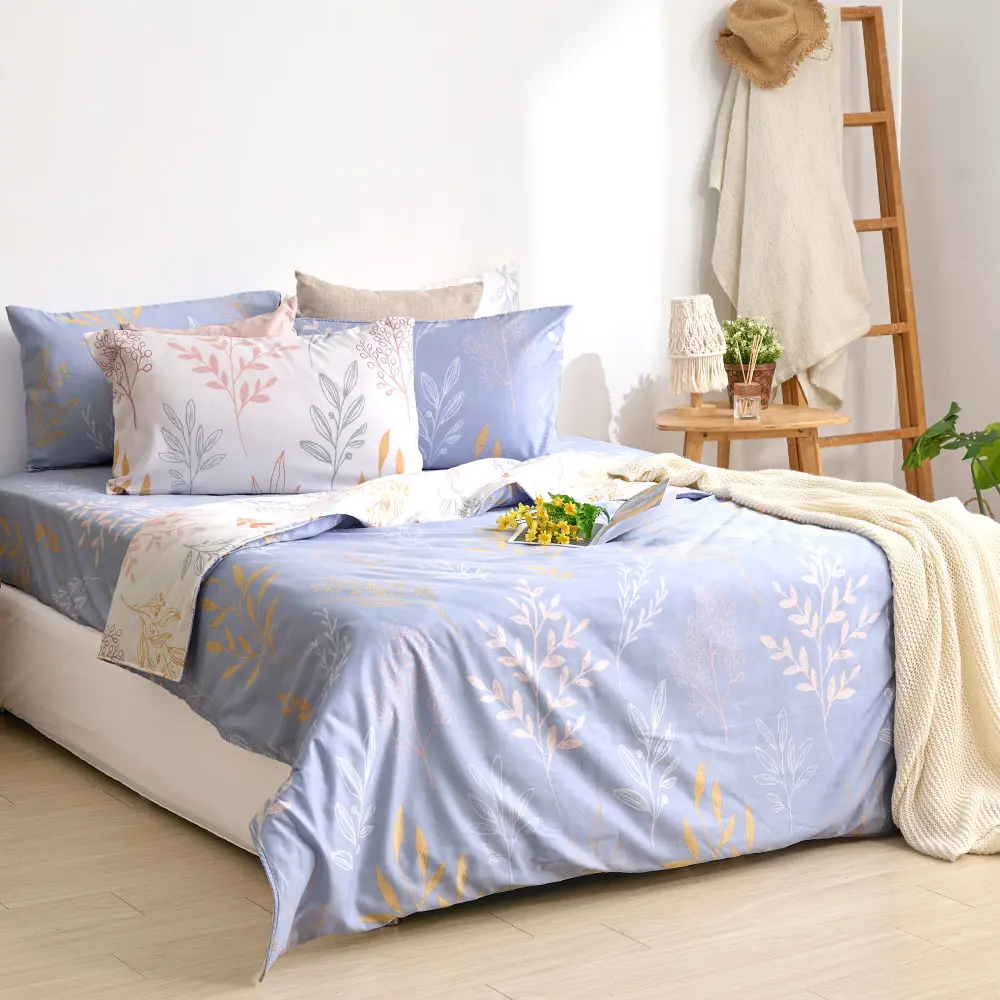 【DUYAN 竹漾】奧地利天絲 床包枕套組-單人/雙人/加大 多款任選 臺灣製#瀾葉初夏 單人床包二件組-瀾葉初夏,單人床包二件組