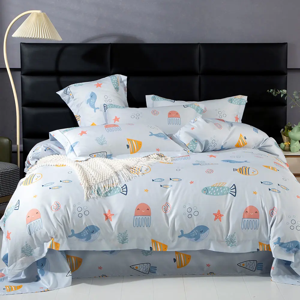 【DUYAN 竹漾】奧地利天絲 床包枕套組-單人/雙人/加大 多款任選 臺灣製#魚樂同遊 單人床包二件組-魚樂同遊,單人床包二件組