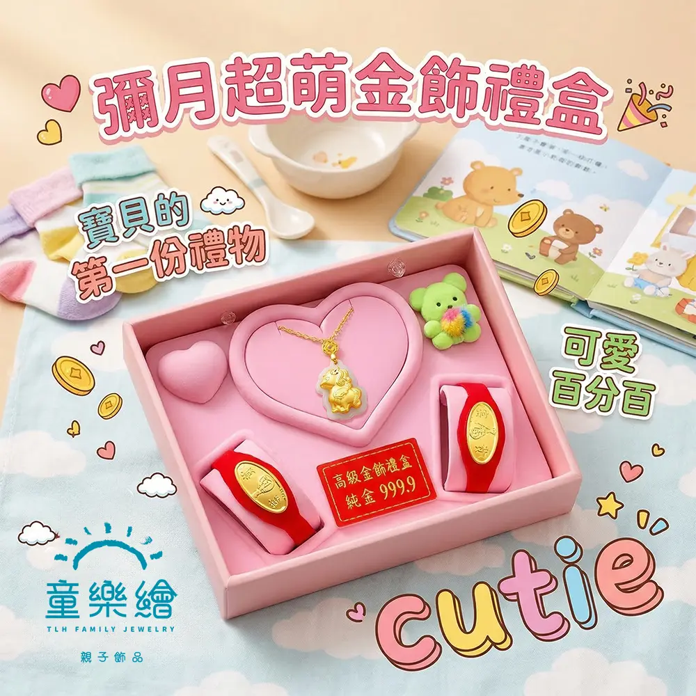 【童樂繪金飾】彌月黃金禮盒 兒童千足金多選 約重0.05錢 (999純金 滿月)-生肖馬