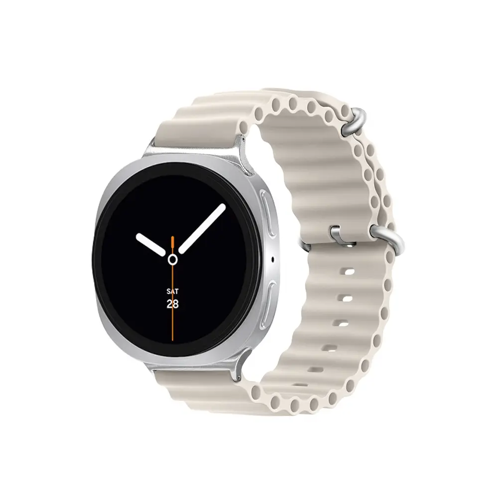 【Timo】for SAMSUNG三星 Galaxy Watch 9/Watch 8/8 Classic/Ultra 液態矽膠波浪錶帶-氣質米白
