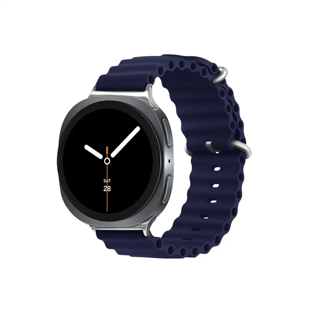 【Timo】for SAMSUNG三星 Galaxy Watch 9/Watch 8/8 Classic/Ultra 液態矽膠波浪錶帶-午夜藍