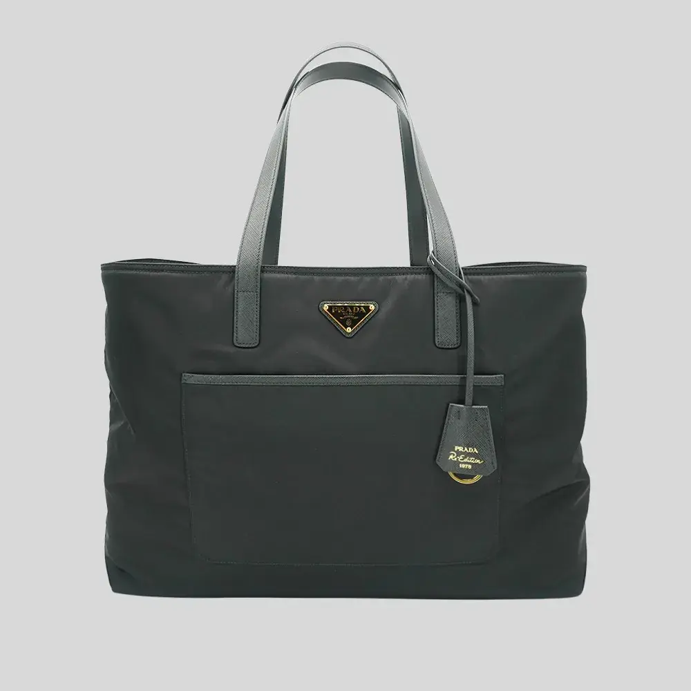 Prada Re-Edition 1978 再生尼龍金三角logo大號托特包(1BG527-黑)