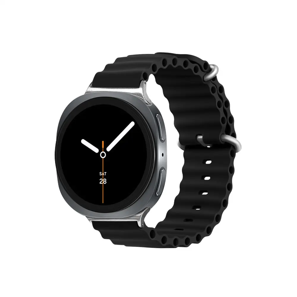 【Timo】for SAMSUNG三星 Galaxy Watch 9/Watch 8/8 Classic/Ultra 液態矽膠波浪錶帶-知性黑