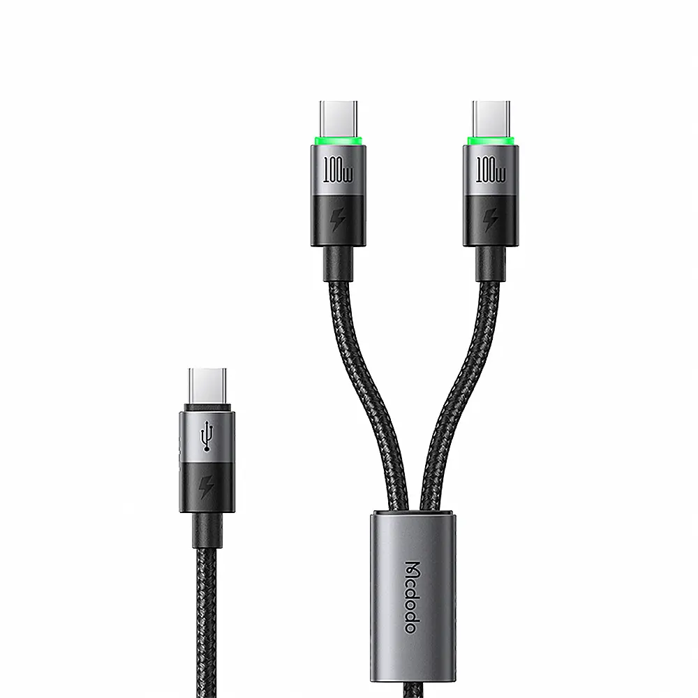 (兩入組)【Mcdodo 麥多多】100W 一分二 Type-C to Type-C/Lightning 150cm快充充電線-C to C+C 兩條(CA-6740)