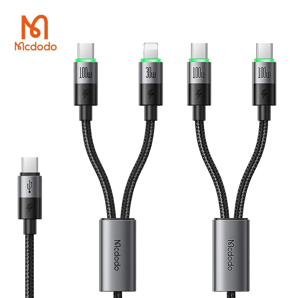 (兩入組)【Mcdodo 麥多多】100W 一分二 Type-C to Type-C/Lightning 150cm快充充電線-C to C+C 和 C to C+L 各1條(CA-6700+CA-6740)