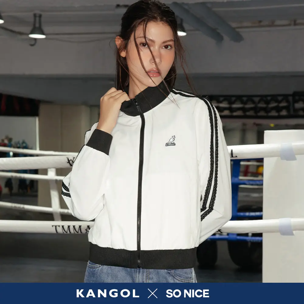 【SO NICE】 X KANGOL聯名 輕量五合一防潑水涼感原紗防曬立領撞色拼接蕾絲棒球外套6563N001#白 36 (S)-白,36 (S)