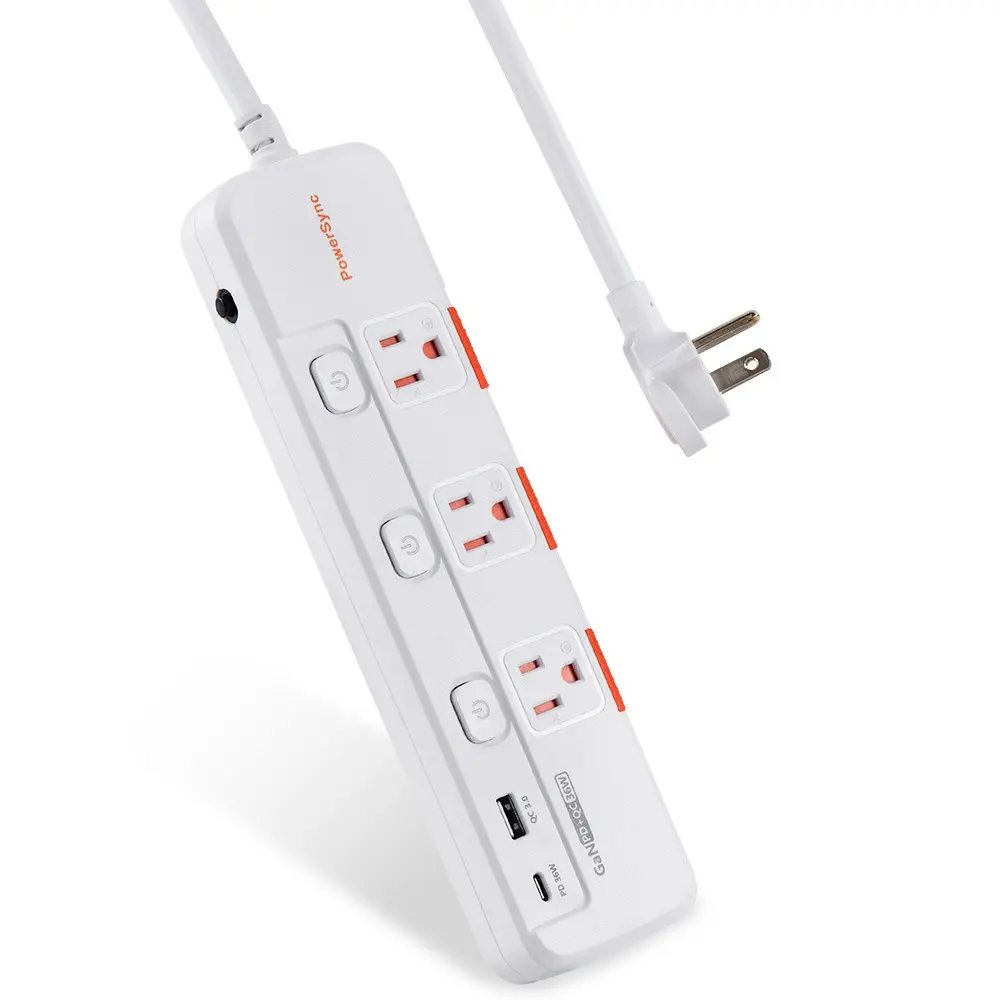 PowerSync 群加 3開3插 防塵 防雷擊 快充 1A1C 延長線 1.8M 按壓開關