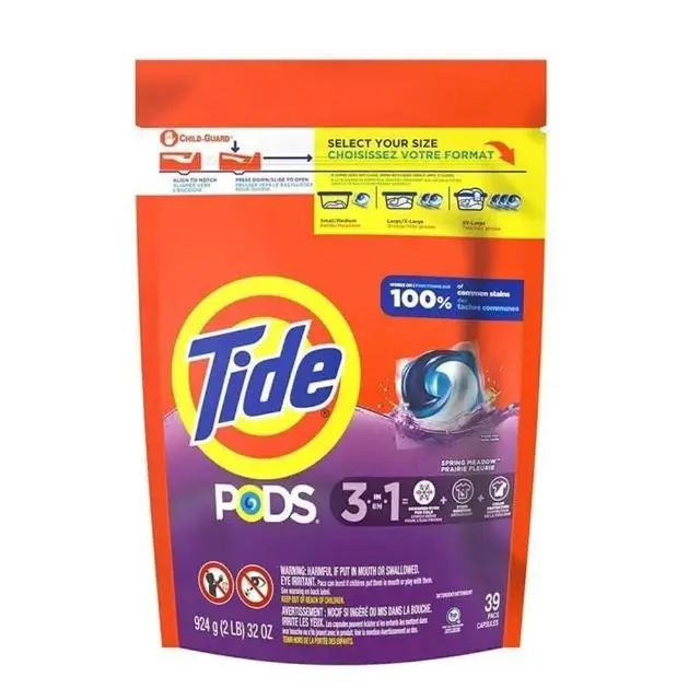 Tide 汰漬 洗衣膠囊春天草地香 39顆/袋+春風一秒抽取式廚房紙巾60抽/包