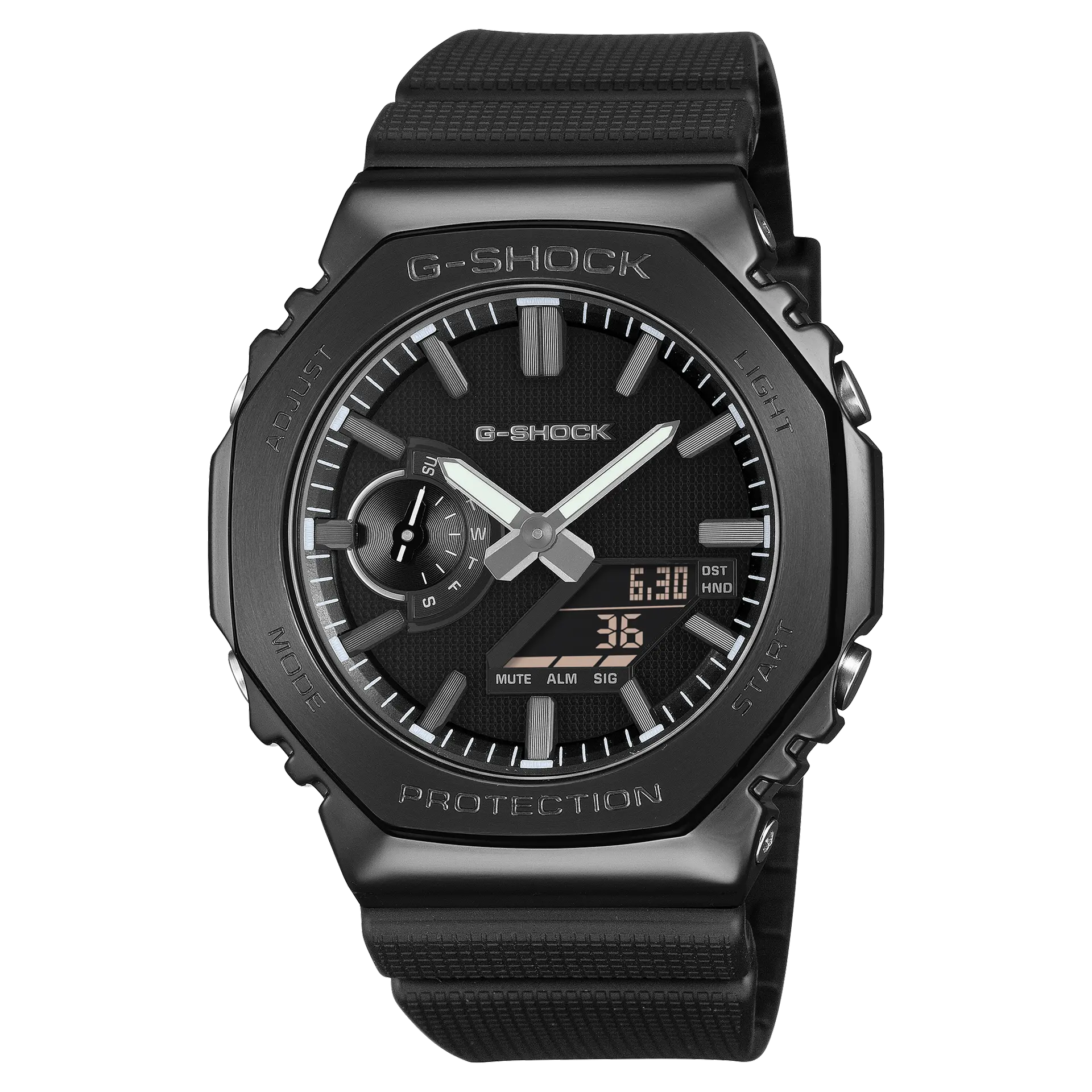 【CASIO 卡西歐】G-SHOCK奢華黑色不鏽鋼系列八角錶殼系列電子錶 GM-2100LXB-1A