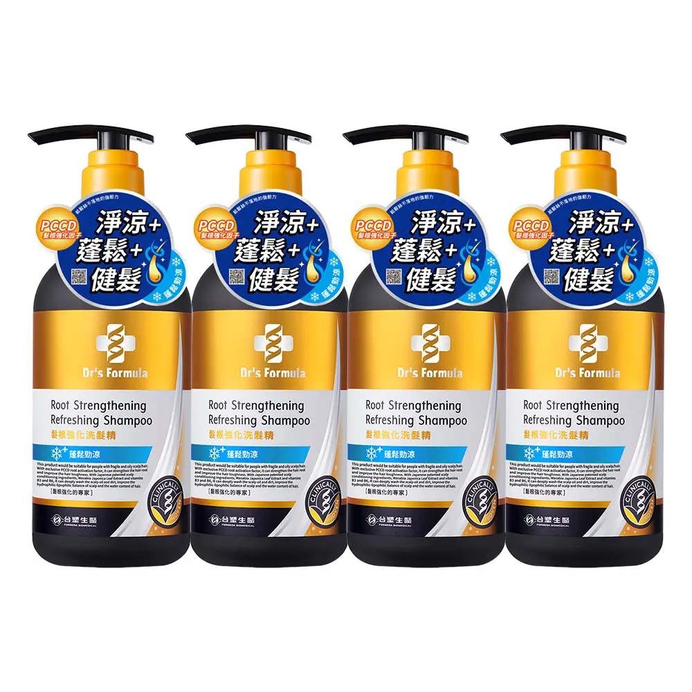 《台塑生醫》Dr's Formula髮根強化洗髮精(蓬鬆勁涼)580g*4入