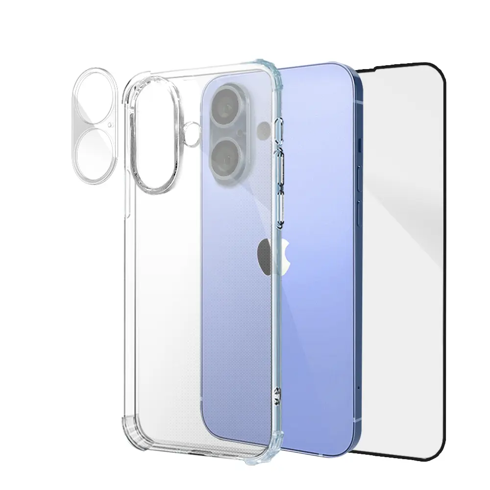 【Timo】iPhone 17/17e/Air/16 系列 MagSafe磁吸殼+鋼化保貼+鏡頭貼三件組-iPhone 16 Plus