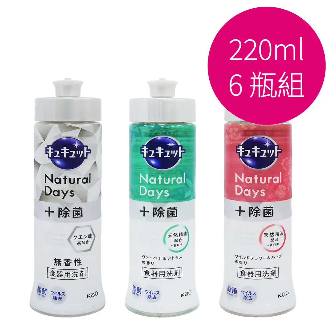 日本KAO花王NATURAL DAYS 潔淨洗碗精220ML-6瓶組