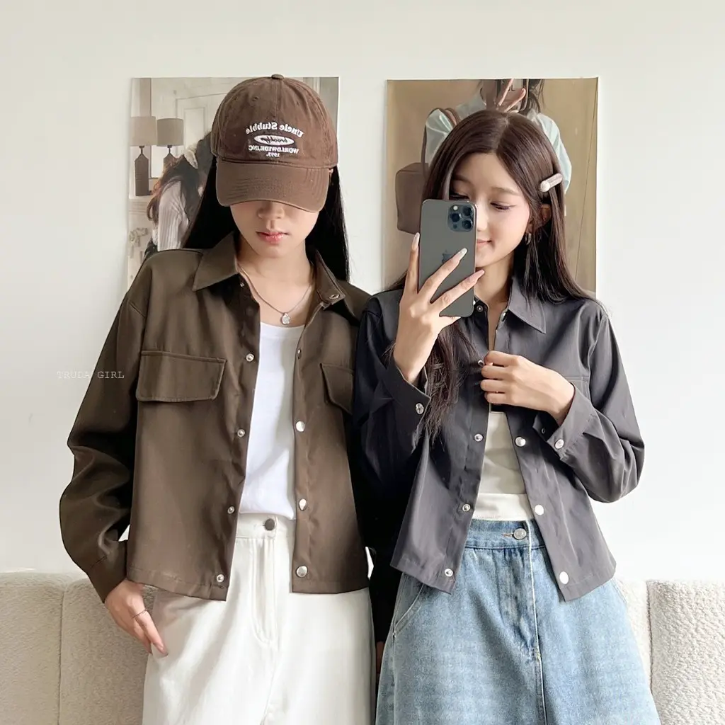 《杜達女孩》輕量工裝襯衫外套 工裝外套 襯衫 短版外套 襯衫外套 短版工裝外套 女 外套 秋冬外套 罩衫外套 長袖襯衫