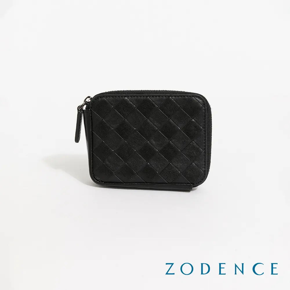 【Uniarts】ZODENCE CRAFTZEAL進口真皮中性編織卡片零錢包-多色#經典黑-經典黑
