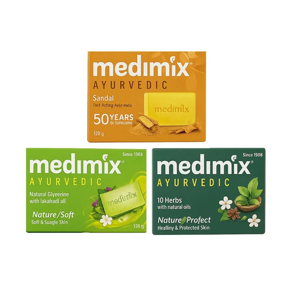 3入【Medimix】印度綠寶石皇室藥草浴美肌皂125g (草本/寶貝/檀香) 公司貨-草本*3