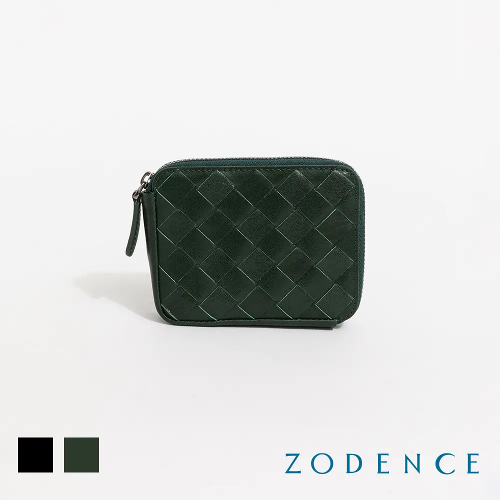 【Uniarts】ZODENCE CRAFTZEAL進口真皮中性編織卡片零錢包-多色#深林綠-深林綠