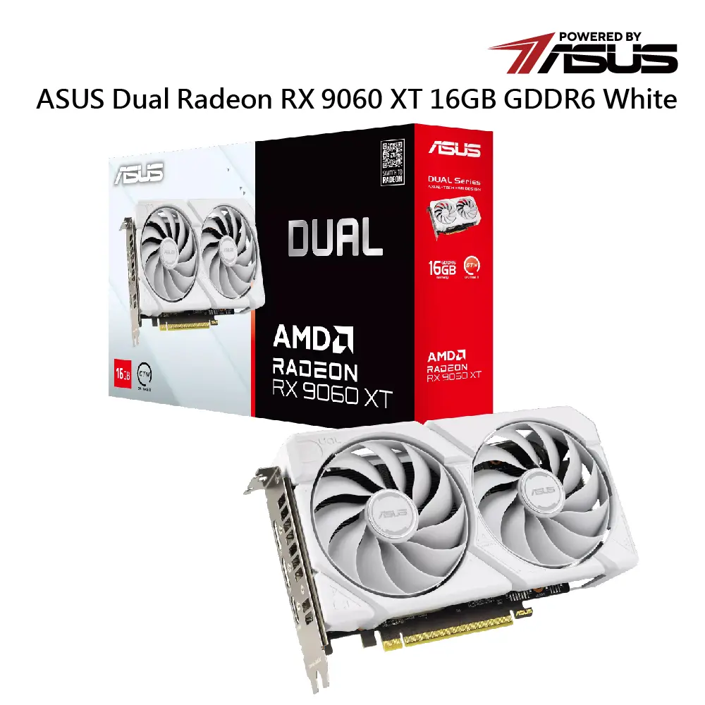 ASUS 華碩 Dual Radeon RX 9060 XT 16GB GDDR6 WHITE 顯示卡