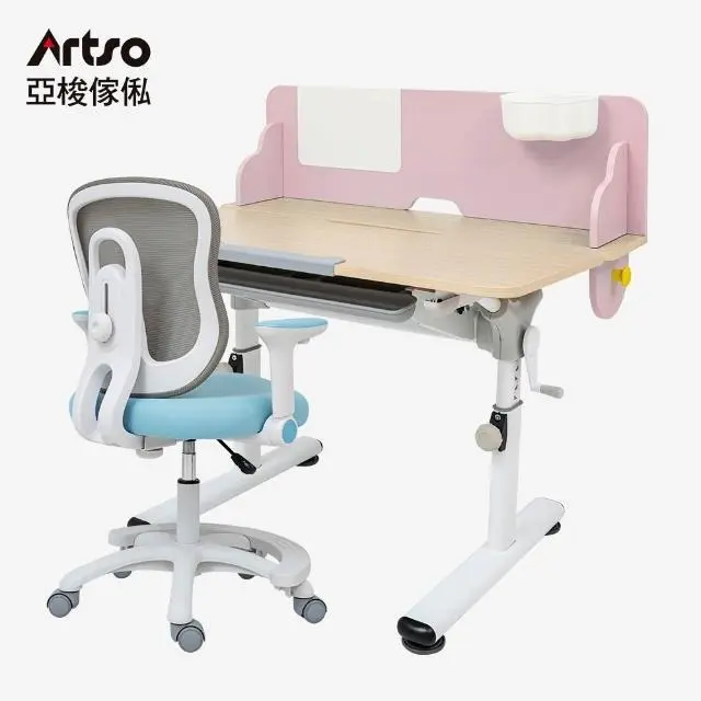 Artso 亞梭雲朵桌 105公分+吐司椅(兒童桌椅/成長桌椅/學習桌椅/升降桌椅)#粉紅色桌+粉藍色椅-粉紅色桌+粉藍色椅