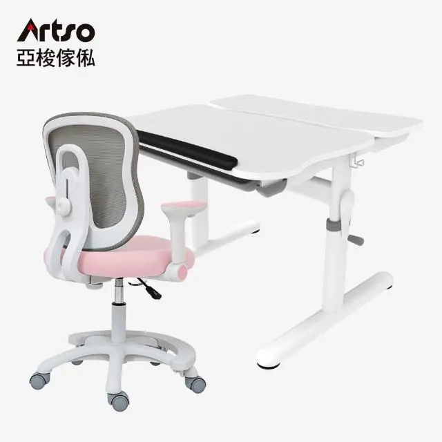 Artso 亞梭Easy One桌+吐司椅 升級坐剎輪(兒童桌椅/成長桌椅/學習桌椅/升降桌椅)#粉紅色-粉紅色