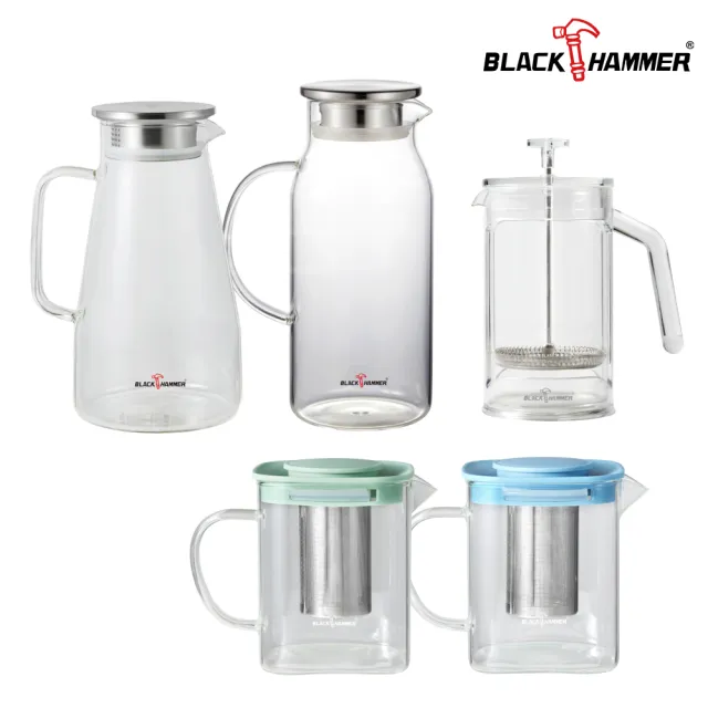 【BLACK HAMMER】沁涼曲線耐熱玻璃水壺多款任選#方形泡茶壺(綠)-方形泡茶壺(綠)