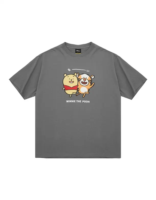 【CACO】MIT 維尼跳跳虎印花植絨短T M1DI032 | 灰#M-M