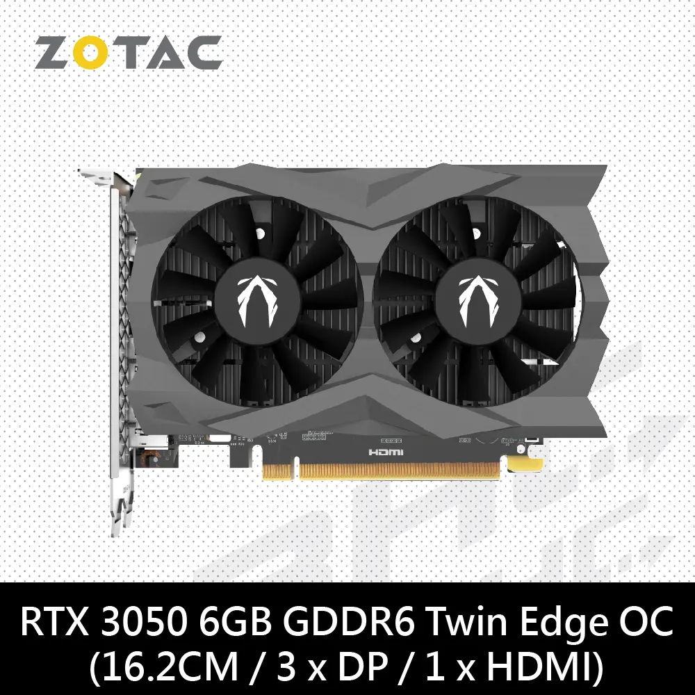 ZOTAC 索泰 RTX 3050 6GB GDDR6 Twin Edge OC 顯示卡