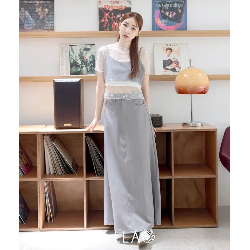 【HOME SHOP】BeLLA 歐膩後綁細肩套裝 淺灰