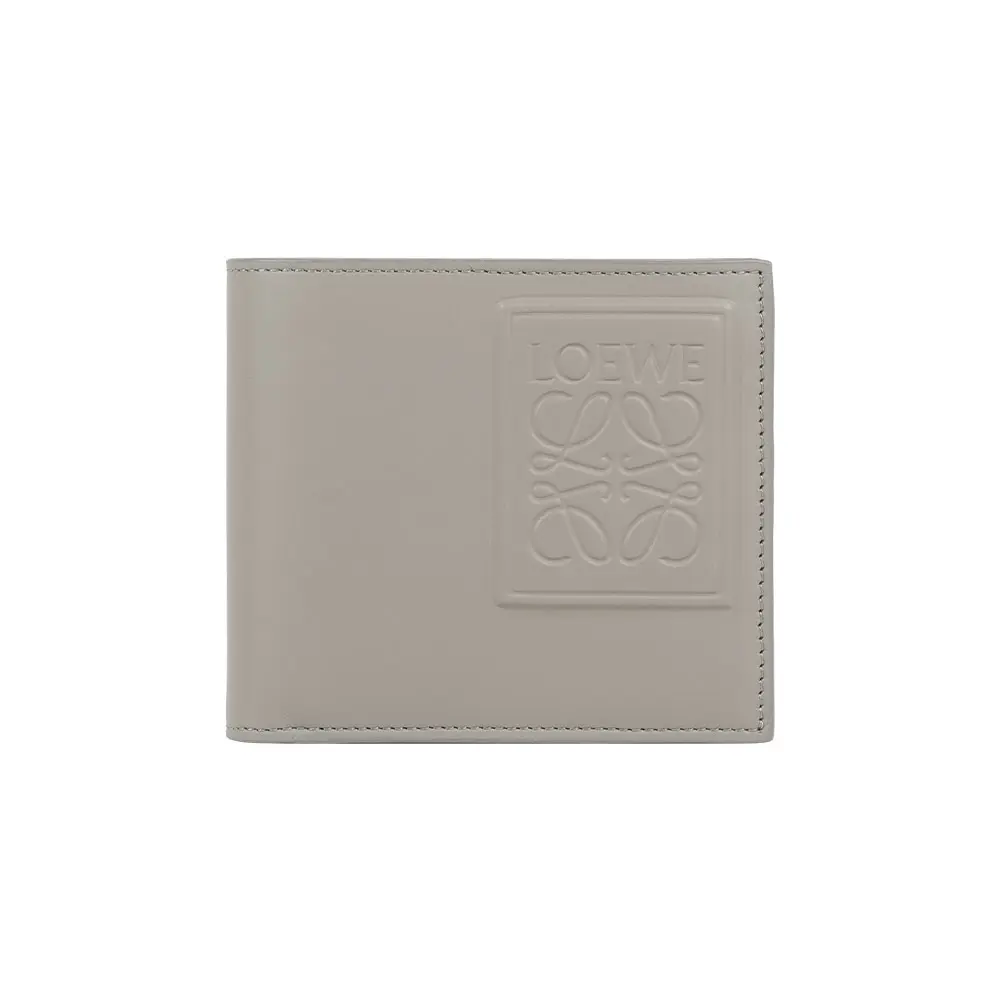【LOEWE】緞面小牛皮二折8卡短夾(貝殼灰)