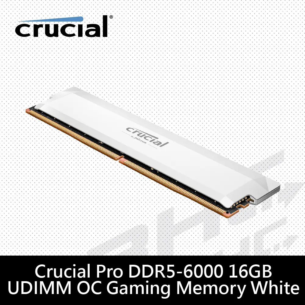 Micro 美光PRO 16GB DDR5 6000 桌上型超頻記憶體 白