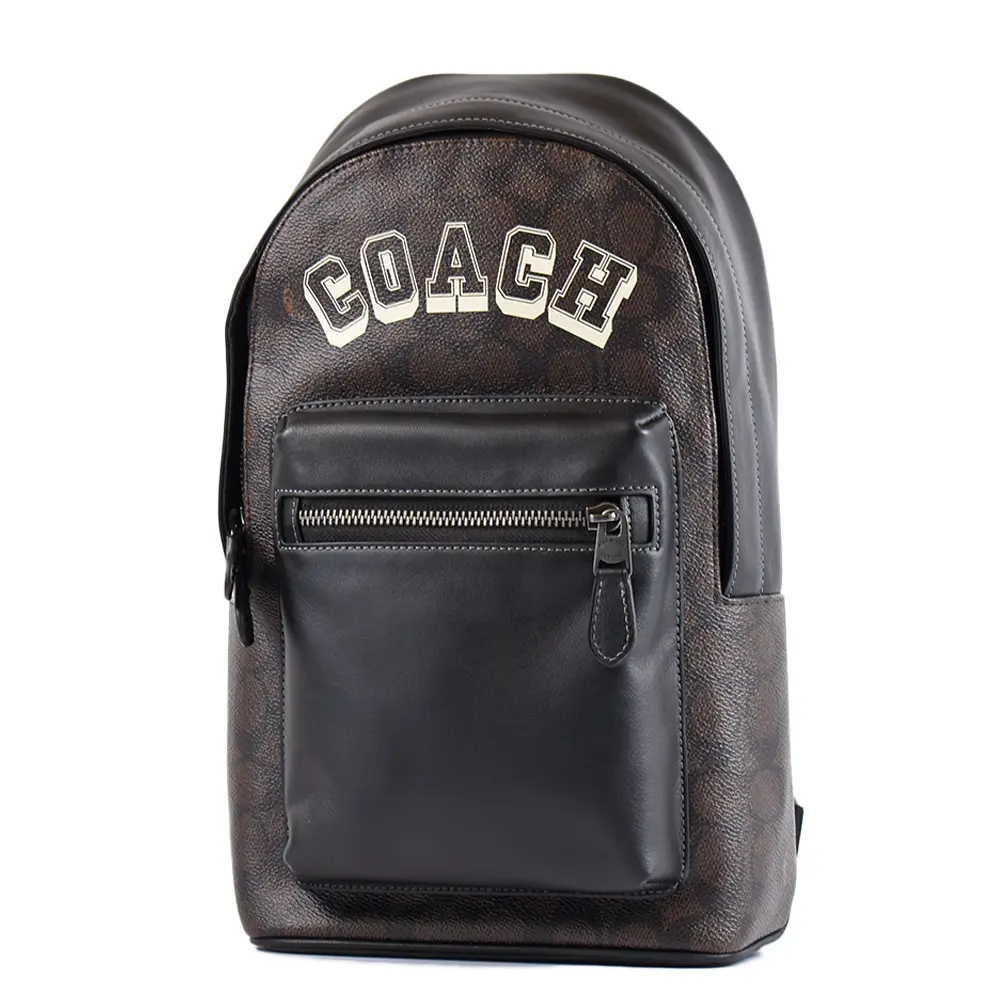 COACH 男款 West 防刮拚小牛皮單肩背胸包-咖啡色