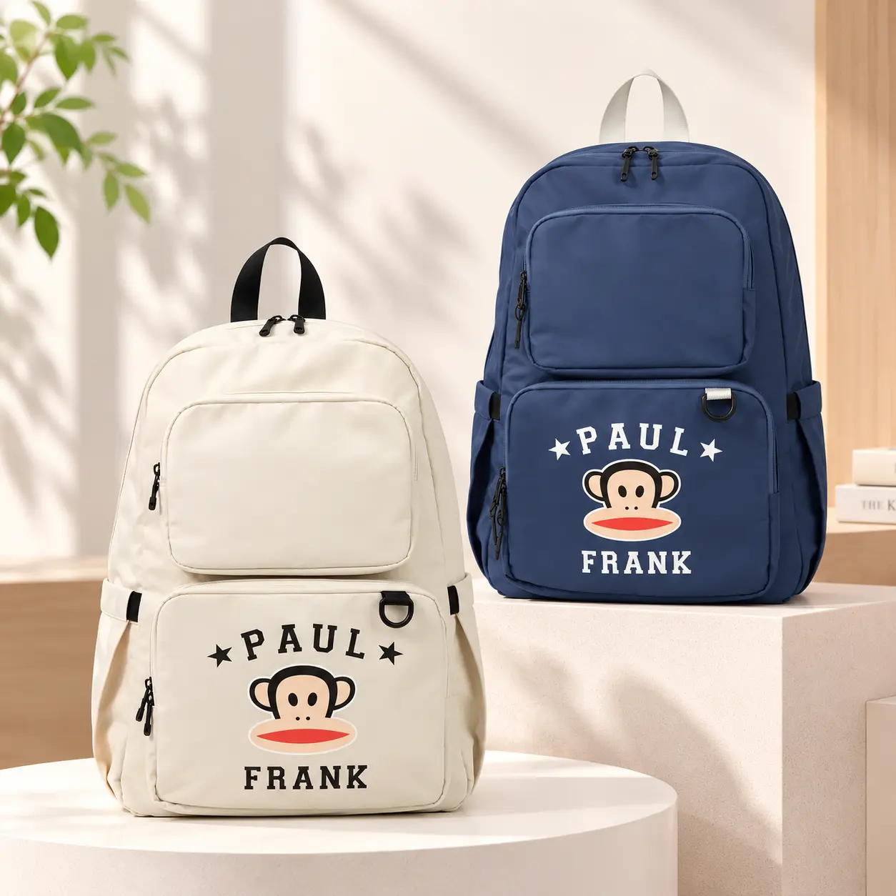 【Paul Frank】大LOGO後背包-米白/深藍/黑
