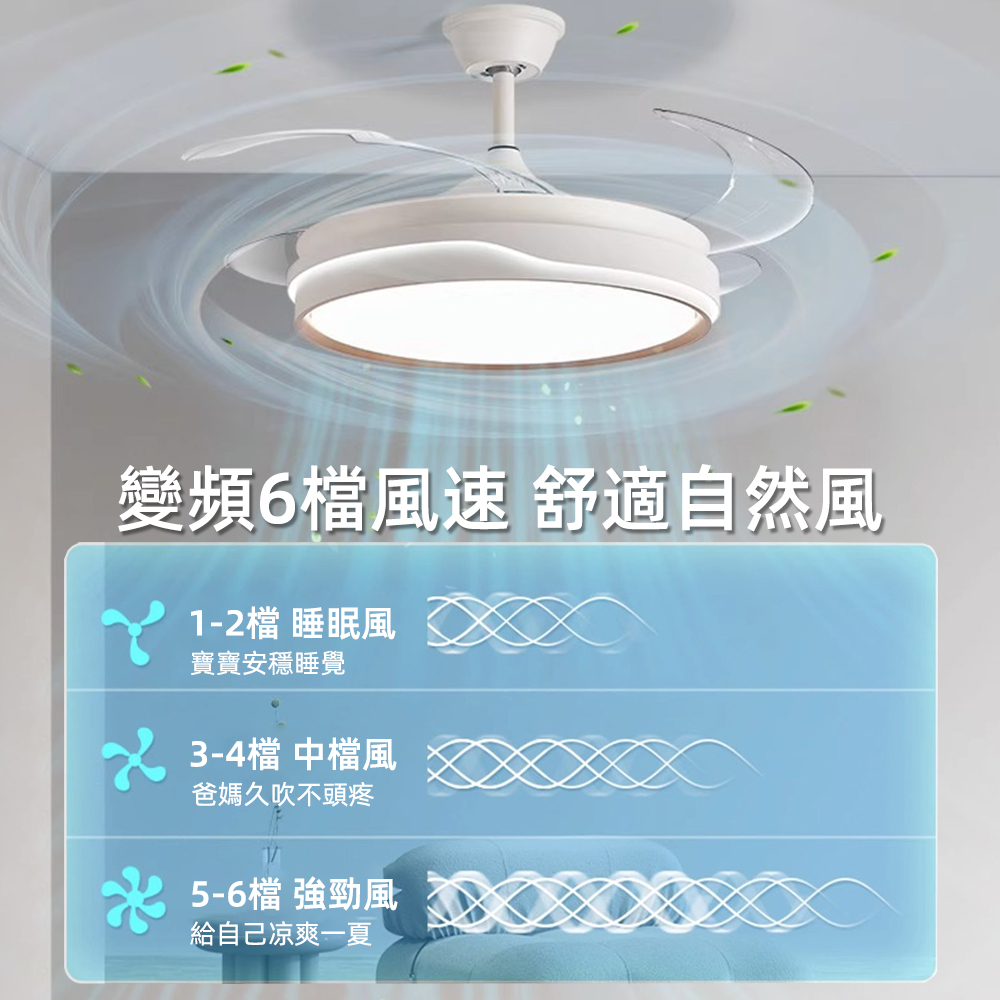 XINGMU 興沐42/48吋隱形吊扇燈LED吸頂風扇燈DC變頻靜音六段風速遙控