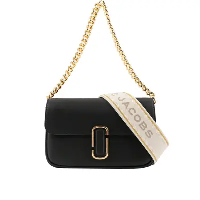 【MARC JACOBS】THE J MARC 平滑牛皮翻蓋二用包(黑色)