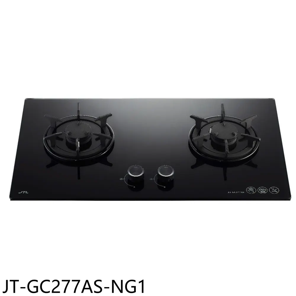 喜特麗【JT-GC277AS-NG1】二口晶焱玻璃檯面爐瓦斯爐(全省安裝)(7-11商品卡1100元)