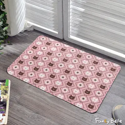 【格蕾寢飾】義大利Fancy Belle X FLUFFY HOUSE《我家貓 - 復古菱格印花》抗菌可水洗軟式珪藻土強效吸水地墊 60*39CM BFA22000FF