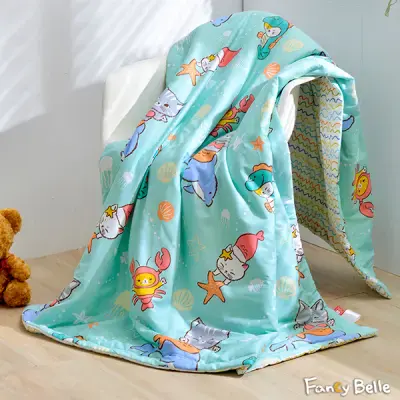 【La Belle】義大利Fancy Belle X DreamfulCat《海底樂悠遊》純棉涼被(5x6.5尺)