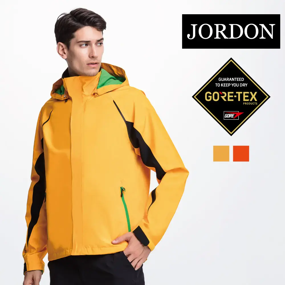 【JORDON 橋登】中性款 GORE-TEX 單件式機能外套-焰桔,2L