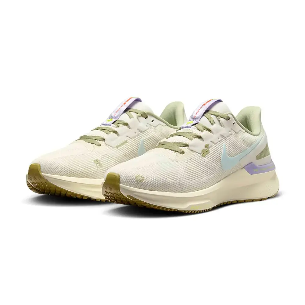 NIKE】W Nike Air Zoom Structure 25 女鞋象牙白綠色緩震氣墊膠底訓練