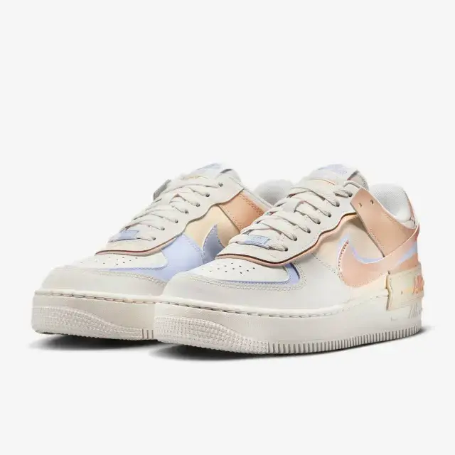 【Nike】休閒鞋 Wmns Air Force 1 Shadow 女鞋 米白 粉橘 拼接 AF1 DZ1847-114-US 6