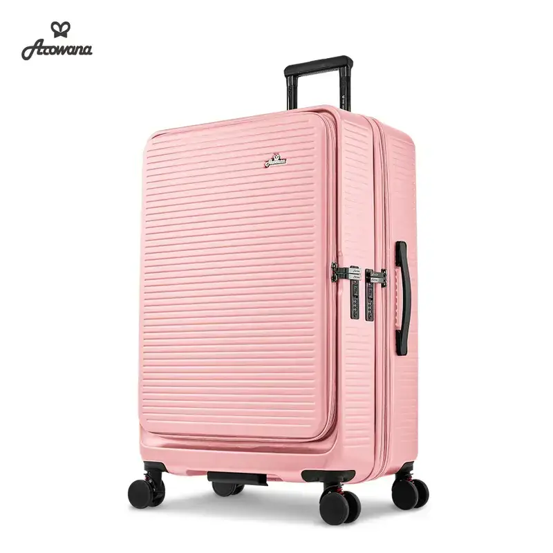 【Arowana 亞諾納】25吋前開式/側開式 避震輪河馬行李箱/旅行箱-赫本黑